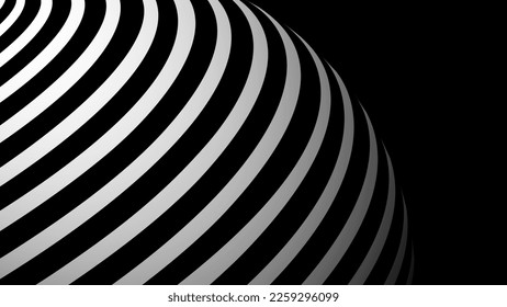 Líneas redondeadas redondeadas en el fondo negro. Línea blanca en negrita. Diseño de tecnología, red, ilustración, construcción y visualización de datos digitales.