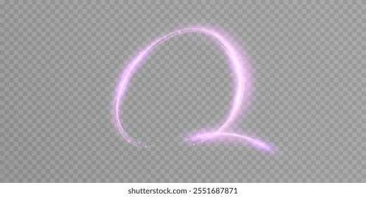 Curved glow lines light effect. Light bright Twirl. High speed light energy effect for game characters on transparent background PNG. Web	
