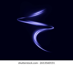 Curved glowing blue light trail with sparkles on dark background. Perfect for sci-fi motion effects, magical energy flows, elegant wave elements, or futuristic digital compositions.


