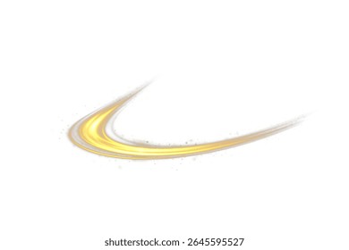 Curved Gold Light Ribbon, Spiral Glow Line, Golden Twirl Effect, Smooth Shining Tape, Isolated Vector Light Trail, Transparent PNG, Festive Glow Decoration, Abstract Illumination Overlay
