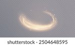 Curved golden lines light effect. Light bright Twirl. High-speed light energy effect for game characters action on transparent PNG background.