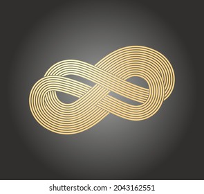Curved golden parallel lines. Spaghetti pasta