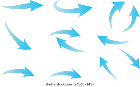 Conjunto De Vetores De Seta De Gradiente Curvo. Símbolos de Fluxo, Direção e Movimento	