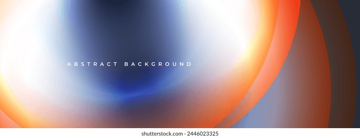 Curved gradient vector background. Blue, orange white abstract glowing color gradient wave banner. Blurred soft blend color gradation minimalist backdrop. Vector illustration