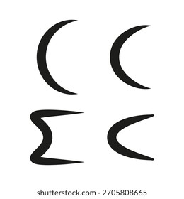Curved graphic elements. Abstract fluid symbols. Vector artistic shape. Dynamic line design.