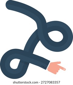Trayectoria gráfica curva en forma de una mano de negocios que apunta con dos bucles