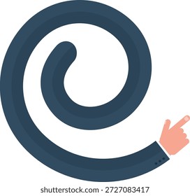 Trayectoria gráfica curva en forma de mano de negocios apuntando en forma de espiral