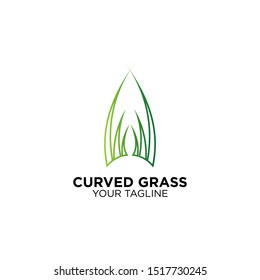 curved grass logo design template