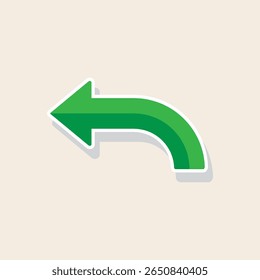 Seta em curva para a esquerda verde, ícone Desfazer ou Voltar