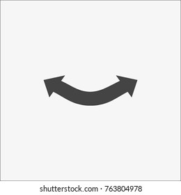 Curved grey arrow vector icon on trendy light gray beckground
