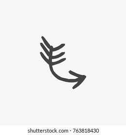 Curved grey arrow vector icons on trendy light grau background.