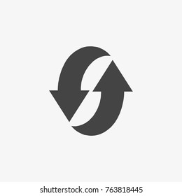 Curved grey arrow vector icons on trendy light grau background.