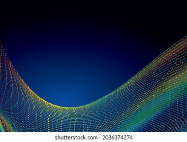 A curved grid of colorful lines