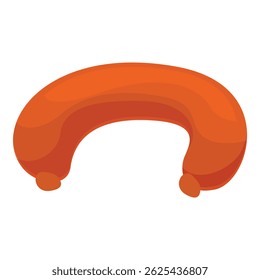 Curved grilled sausage isolated on white background