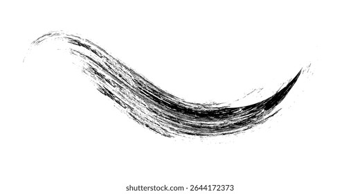 Curved Grunge Brush Stroke, Black Paint Splash Texture for Creative Design Projects. eps 10