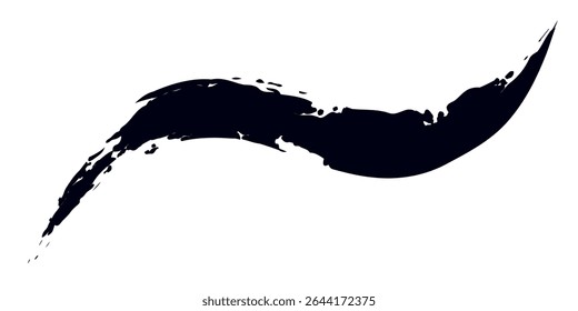 Curved Grunge Brush Stroke, Black Paint Splash Texture for Creative Design Projects. eps 10