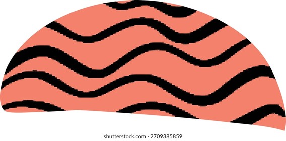 Curved half dome filled with bold wavy stripes, clean flat linework and geometric shape. Semicircle motif shows undulating band rhythm and smooth contour. Cartoon vector illustration