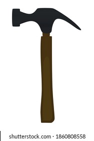 Curved hammer tool, vector illustration