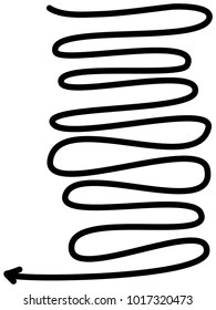Curved, hand drawn marker abstract scribble direction arrow vector