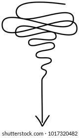 Curved, hand drawn marker abstract scribble direction arrow vector