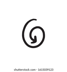 Curved hand drawn vector arrow icon isolated on a white background.Twisted arrow.