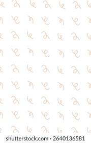 Curved handwritten letters scattered in a repeating pattern on a plain background. Looped script characters create a continuous and flowing motif. Cartoon vector illustration.
