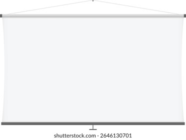 Curved Hanging Projection Screen in Minimal Flat Vector for Presentation or Infographic