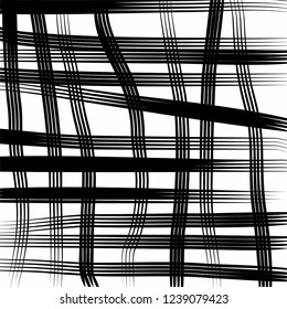 curved horizontal and vertical random lines monochrome black geometric pattern isolated vector background grunge style