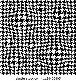 Curved hounds tooth pattern. Seamless checkered print with unusual elements. Template for scarves, shirts, gift wrappings and other designs.