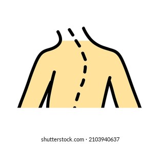 Espina humana curvada. Pobre postura. Símbolo. Ilustración vectorial.