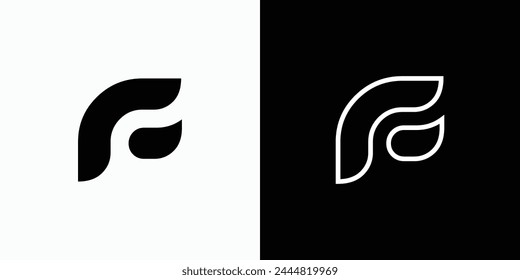 Diseño curvo inicial F Vector logo con estilo moderno, simple, limpio y abstracto.