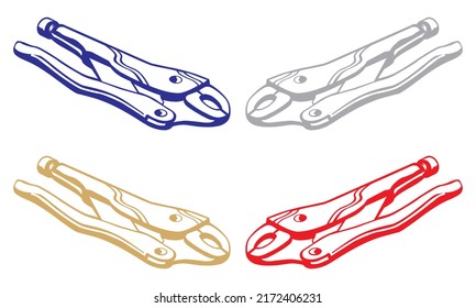 Curved Jaw Locking Pliers Vector Illustration
