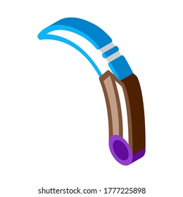 Vector de iconos de Cuchillo curvo. Signo de Cuchillo curvo isométrico. ilustración de símbolo aislado de color