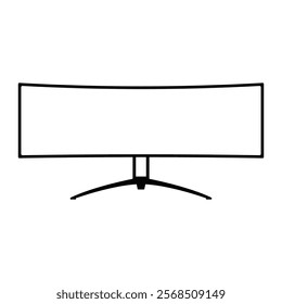 Curved LED monitor black and white flat vector icon and symbol design