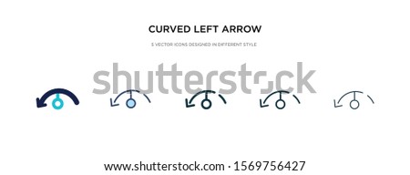 curved left arrow icon in different style vector illustration. two colored and black curved left arrow vector icons designed in filled, outline, line and stroke style can be used for web, mobile, ui