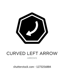 curved left arrow icon vector on white background, curved left arrow trendy filled icons from Arrows collection, curved left arrow simple element illustration