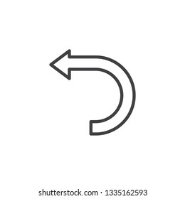 Curved left arrow line icon. linear style sign for mobile concept and web design. undo arrow outline vector icon. Symbol, logo illustration. Pixel perfect vector graphics