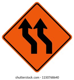 Curved Left Traffic Road Sign,Vector Illustration, Isolate On White Background Icon. EPS10