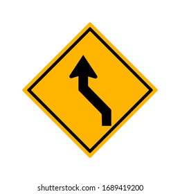 Curved Left Traffic Road Sign,Vector Illustration, Isolate On White Background Symbols, Label.