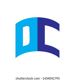 Curved Letter OC logo design vector