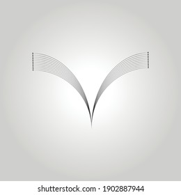 Curved line art on white backdrop for brochure. Vector illustration icon. Modern trendy poster. Futuristic cover design
