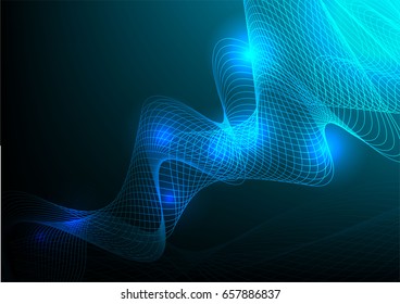 Curved line blue abstract vector background.
