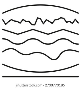 Curved line collection. Black wave stroke. Minimalist sketch Vector. Clean white background. EPS 10.