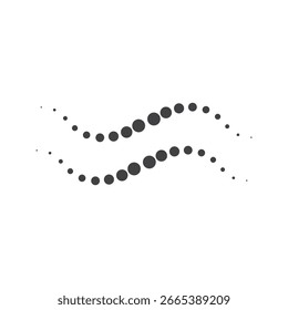 Línea curva de diseño de icono abstracto punteado decreciente