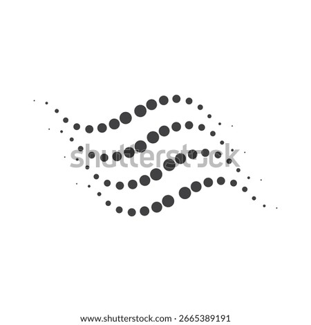 Curved line of decreasing dotted abstract icon design