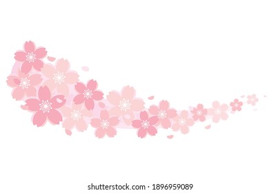 Curved line illustration of a cherry blossom