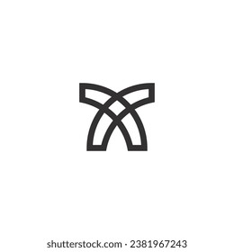 curved line letter X logo with transparent background