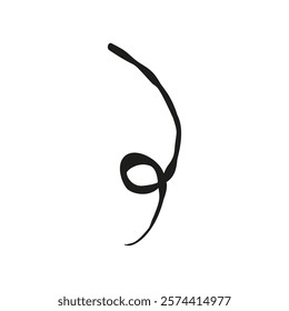curved line with loops isolated on white. Hand drawn bold grunge wavy and swirled brush strokes. Simple childish vector scribbles and squiggles. Creative trendy style design.