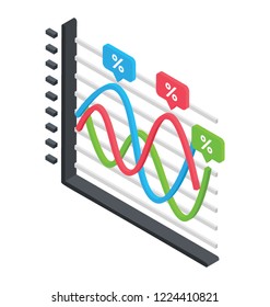
A curved line on a graph paper showing the concept of sine wave 

