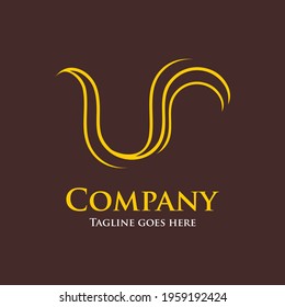 Curved line of rooster shape with luxury gold color for logo.